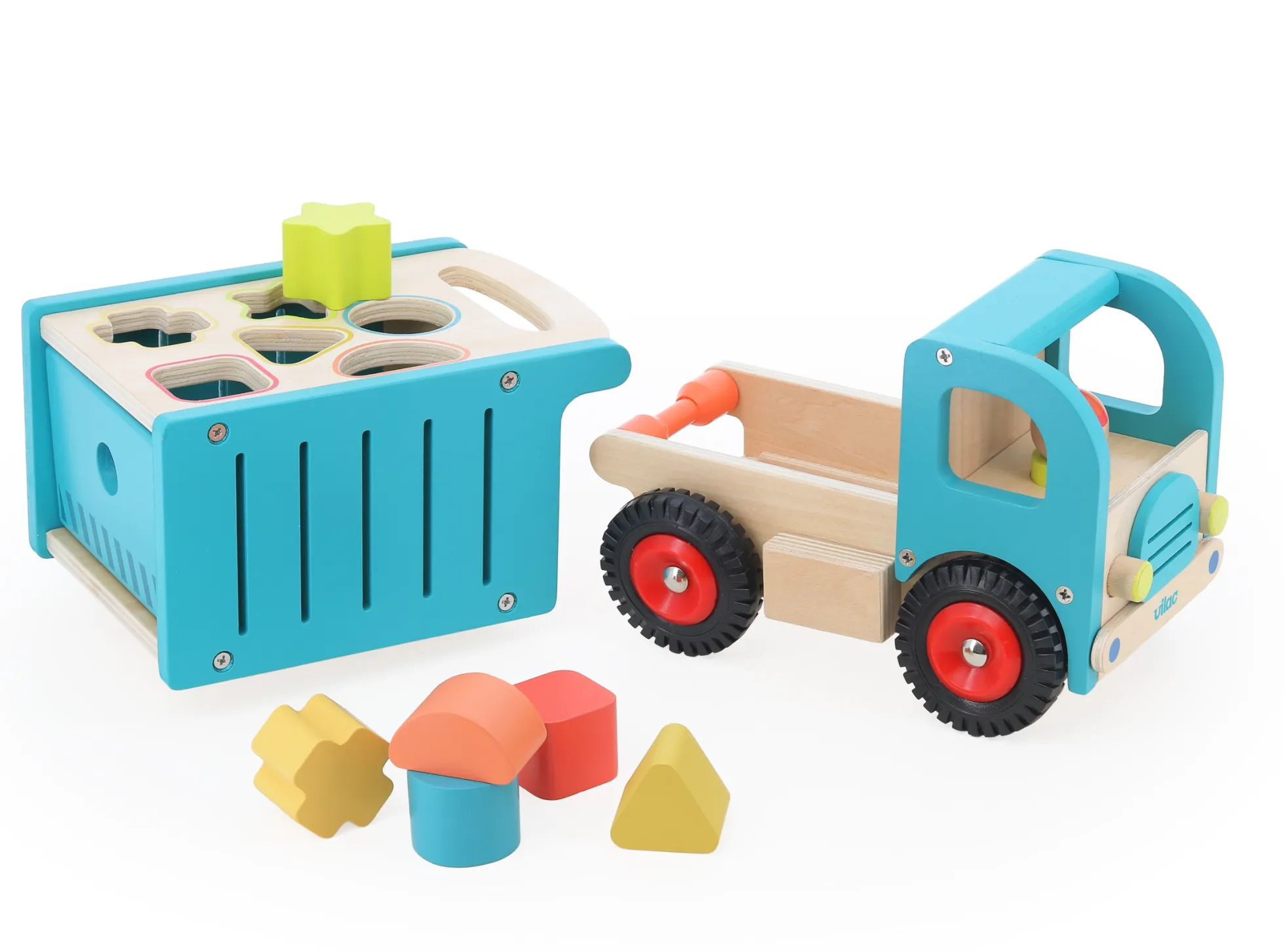 Camion de tri d’éveil en bois – Boîte à formes