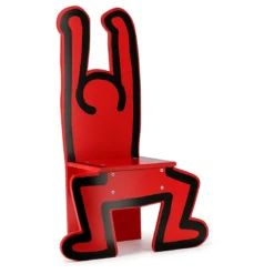 Chaise en bois, Rouge - Keith Haring