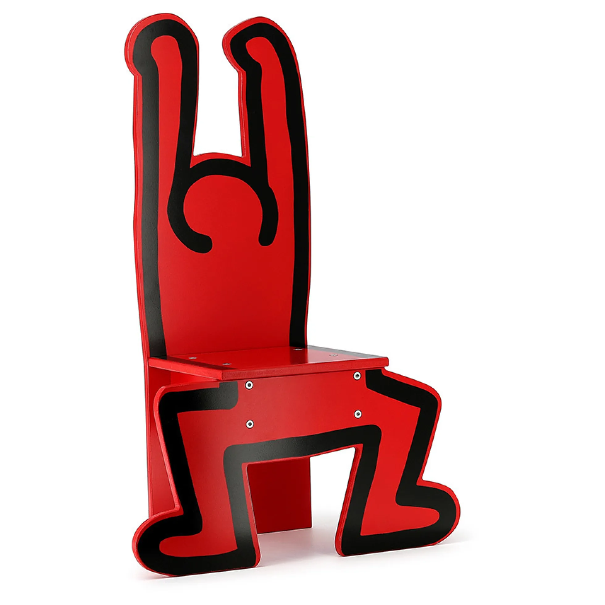 Chaise en bois, Rouge - Keith Haring