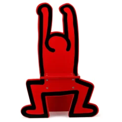 Chaise en bois, Rouge - Keith Haring