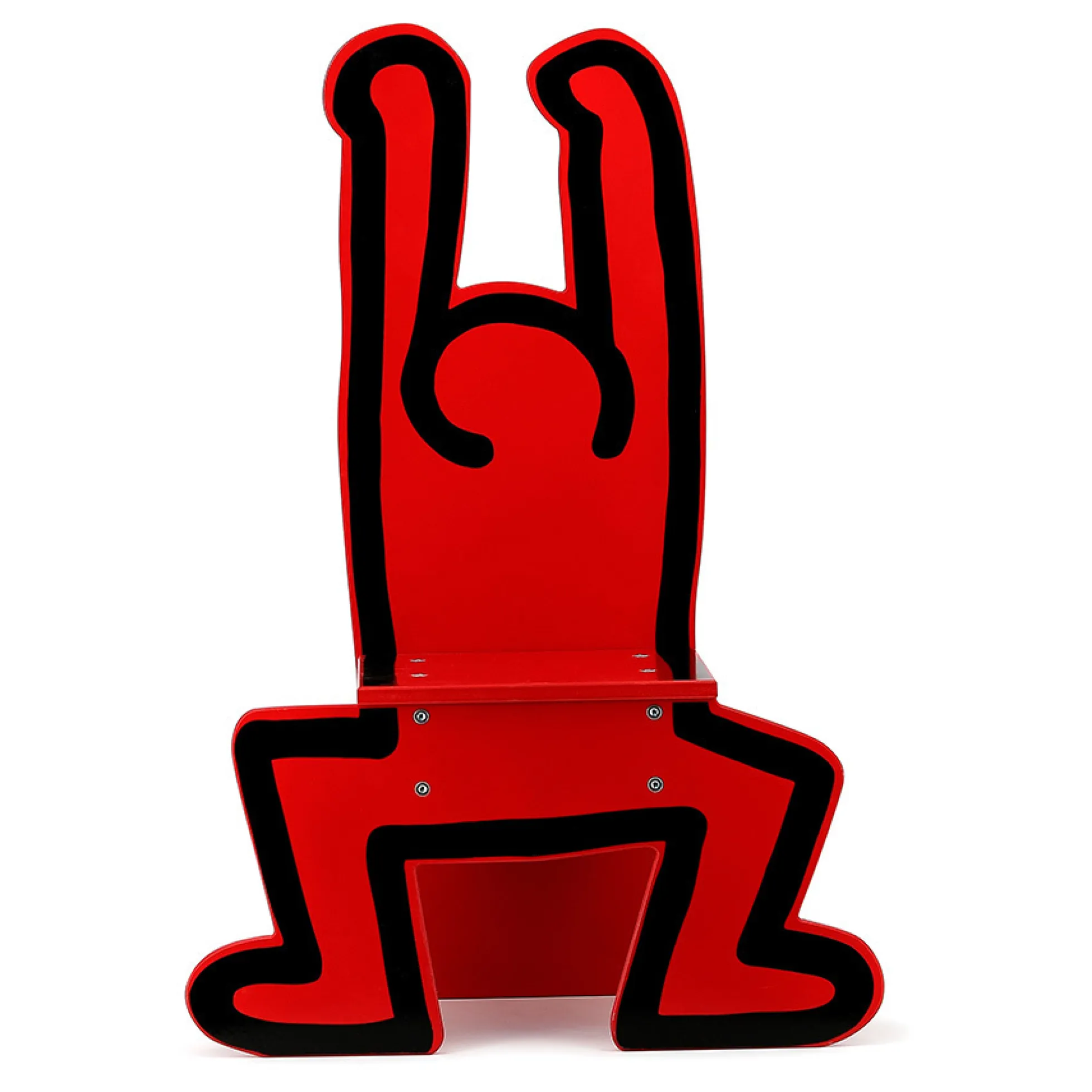 Chaise en bois, Rouge - Keith Haring