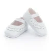 Chaussures blanches à bride avec dentelle pour poupée T39 à 48cm