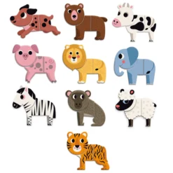 Coffret de magnets en bois, 10 animaux rigolos - Ingela P.Arrhenius