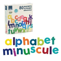 Coffret de magnets en bois, 80 lettres minuscules