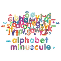 Coffret de magnets en bois, 81 lettres minuscules