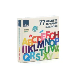 Coffret de magnets en bois, 77 lettres majuscules
