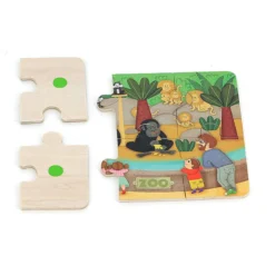 Coffret de 4 puzzles en bois, Les animaux du zoo - Mélusine Allirol