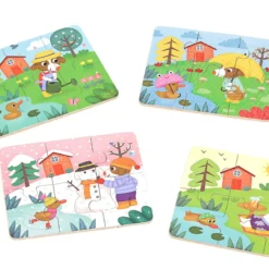 Coffret de 4 puzzles en bois, Les 4 saisons - Mélusine Allirol