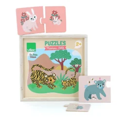 Coffret de 12 puzzles en bois, Maman-bébé - Michelle Carlslund