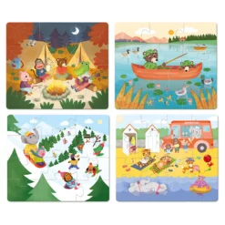 Coffret de 4 puzzles évolutifs en bois, Les vacances - Mélusine Allirol