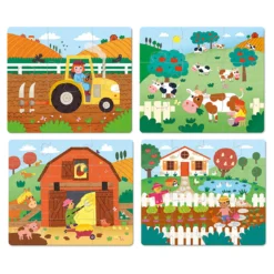 Coffret de 4 puzzles évolutifs en bois, La ferme - Mélusine Allirol