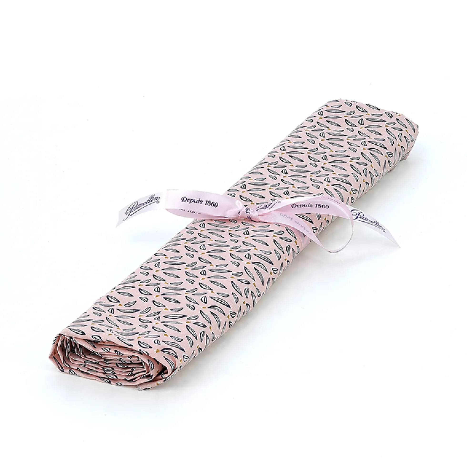 Coupon de tissu coton "FEUILLE ROSE" 1m