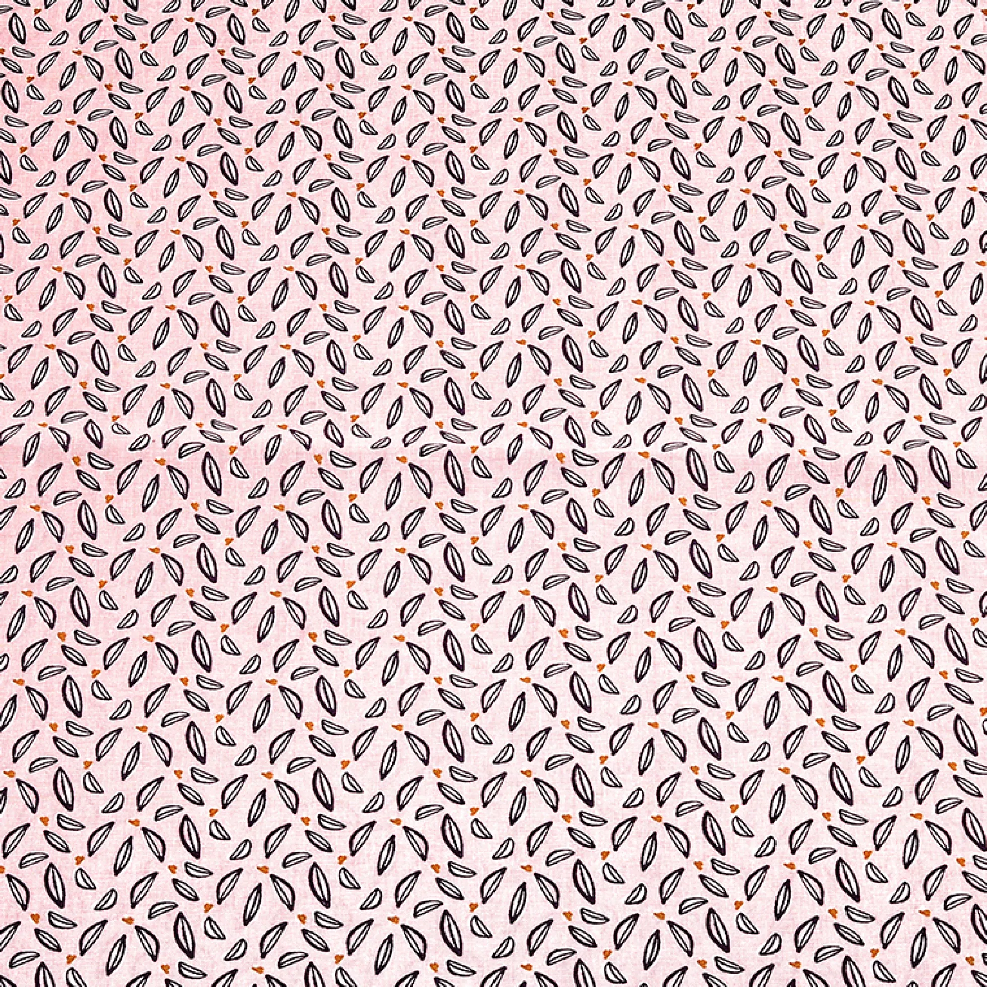 Coupon de tissu coton "FEUILLE ROSE" 1m