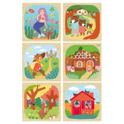 Cubes en bois, Les contes - Mélusine Allirol