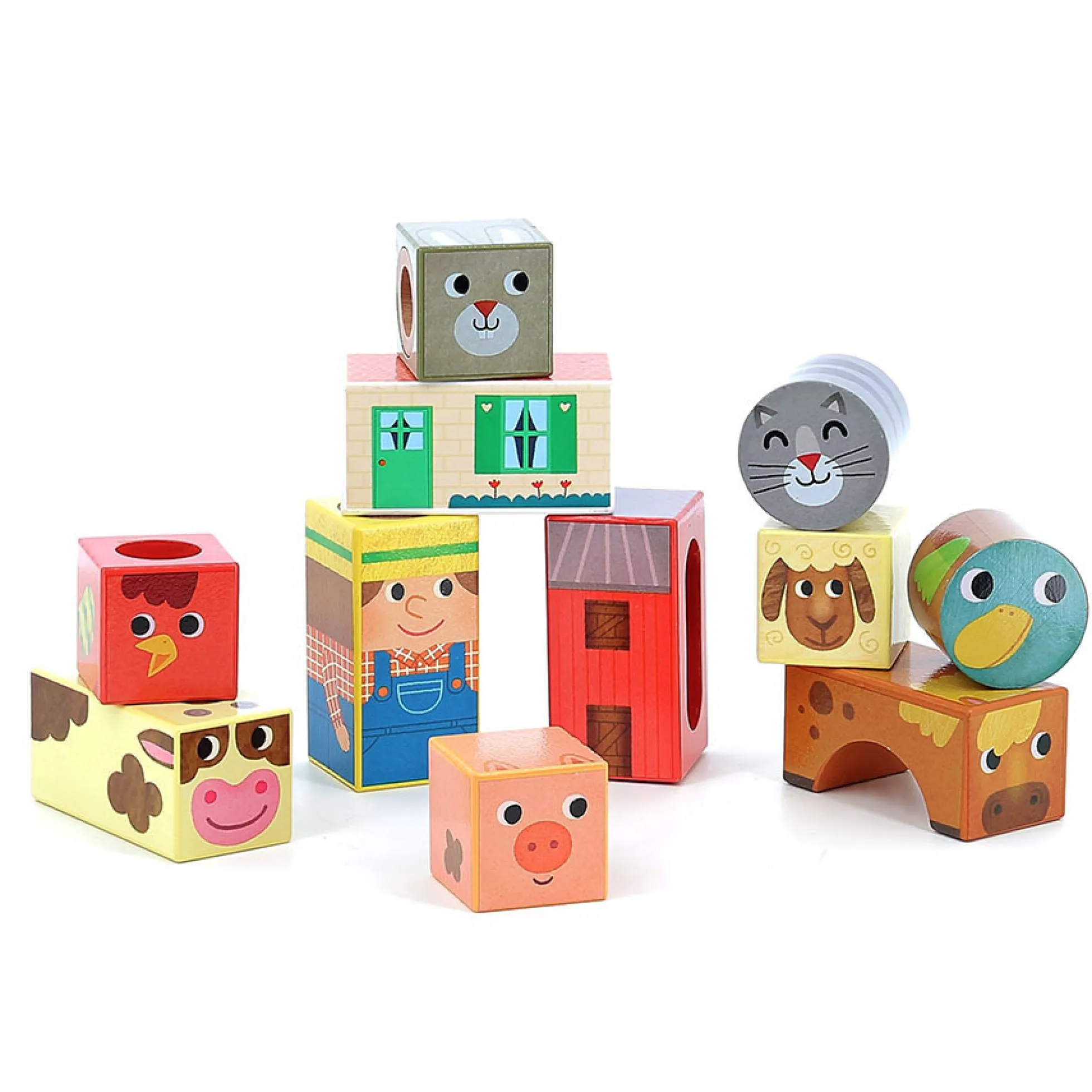 Cubes sonores en bois, La ferme - Mélusine Allirol