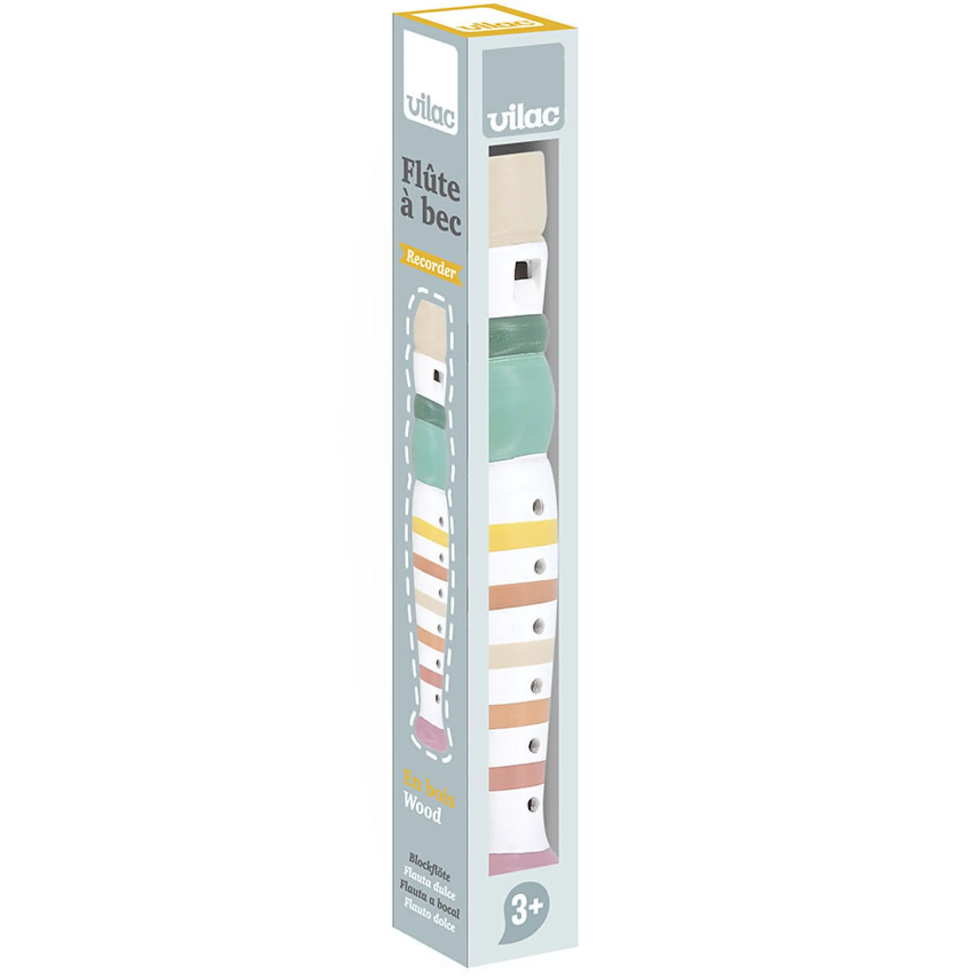 Flûte rayée multicolore en bois