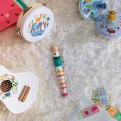 Flûte rayée multicolore en bois
