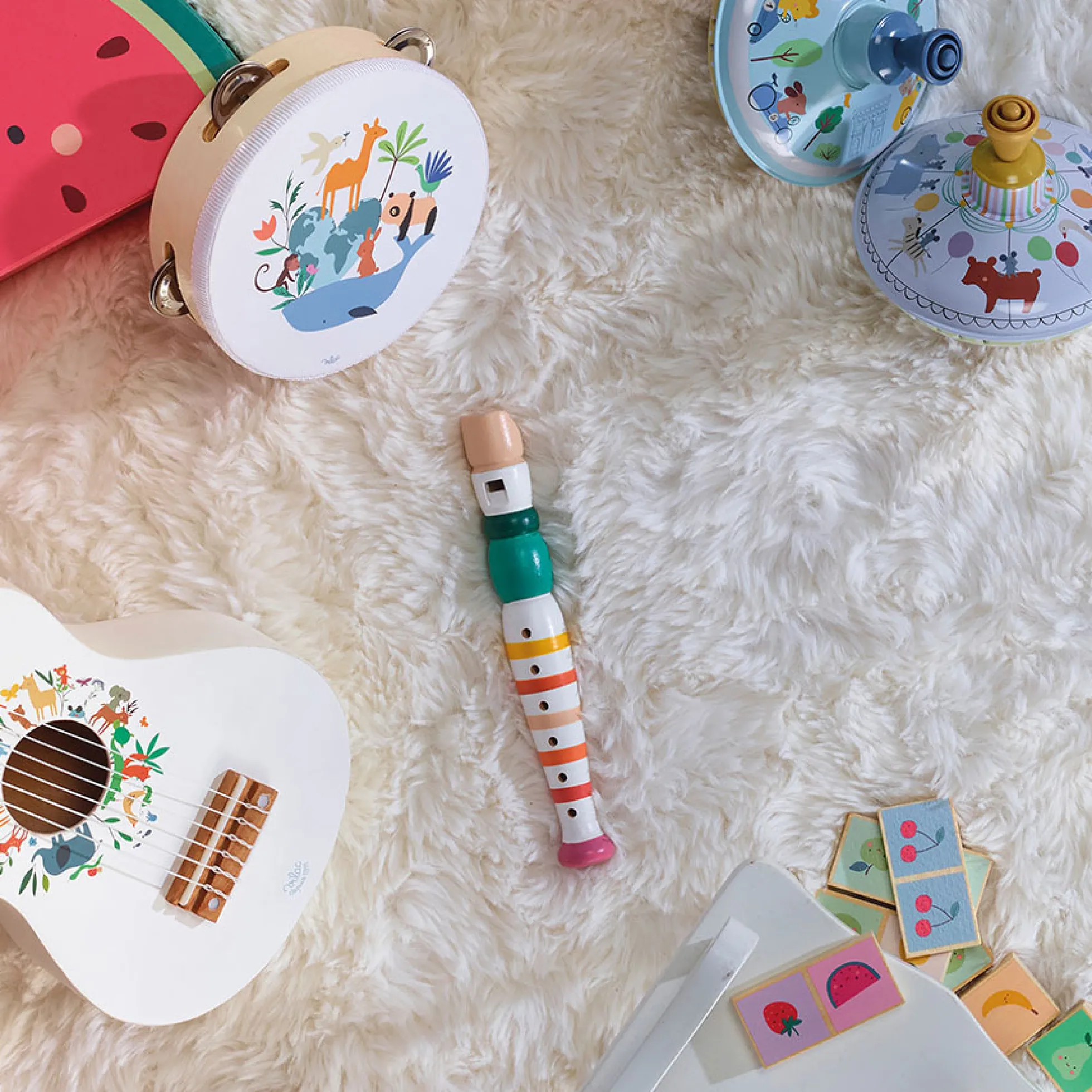 Flûte rayée multicolore en bois