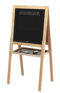 Grand tableau sur pied en bois, double face craie et feutre effaçable