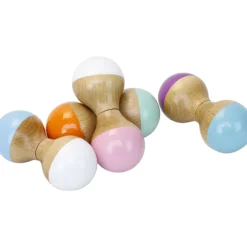 Hochet du Jura en bois, Turquoise et violet