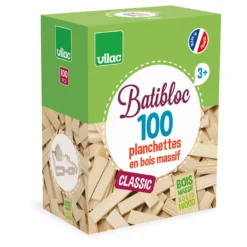 Jeu de construction en bois, Batibloc Classic 100 planchettes