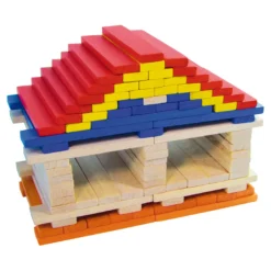 Jeu de construction en bois, Batibloc Color 100 planchettes