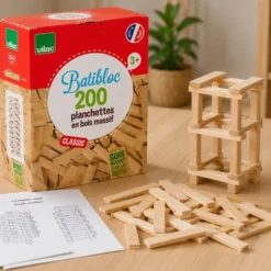 Jeu de construction en bois, Batibloc Classic 200 planchettes