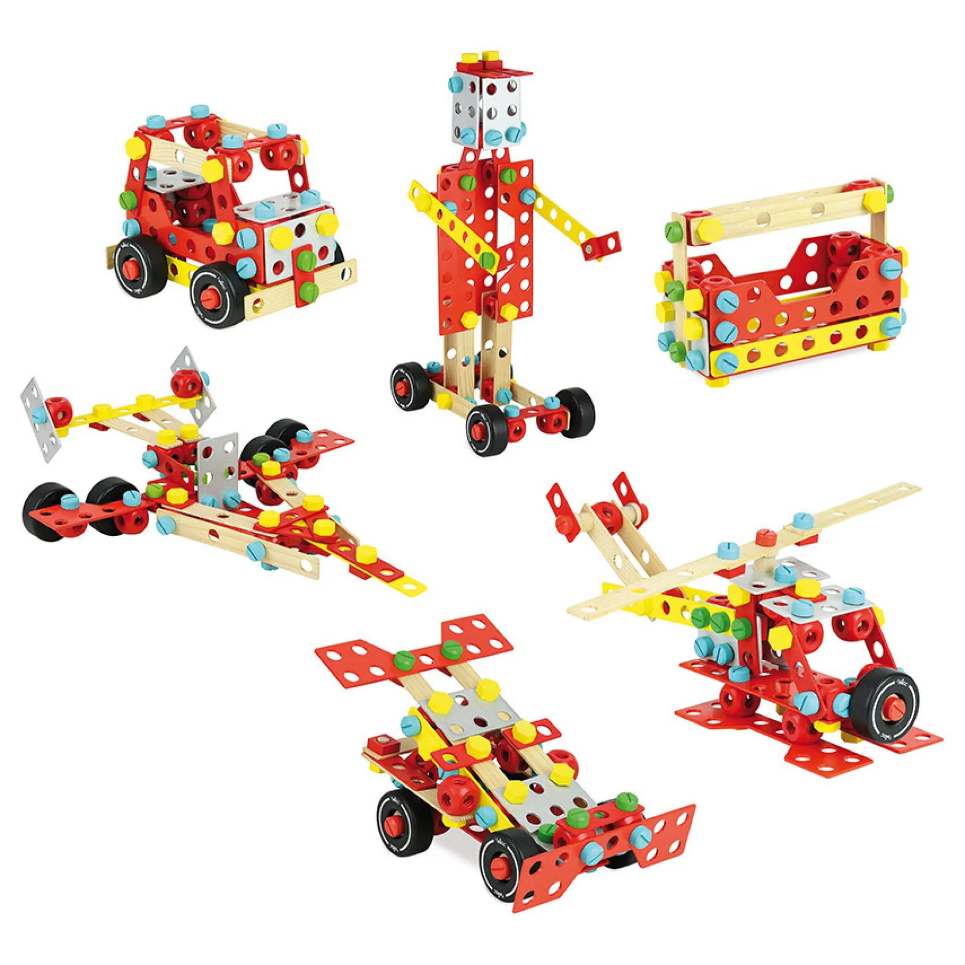 Jeu de construction en bois, coffret Batibloc Super