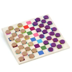 Jeu de dames multicolore en bois