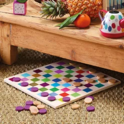 Jeu de dames multicolore en bois