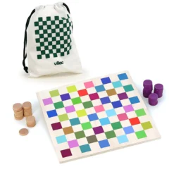 Jeu de dames multicolore en bois