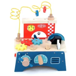 Jeu d’éveil en bois, Établi multi-activités