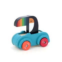 Jeu d’éveil en bois, Voiture klaxon Le toucan - Andy Westface