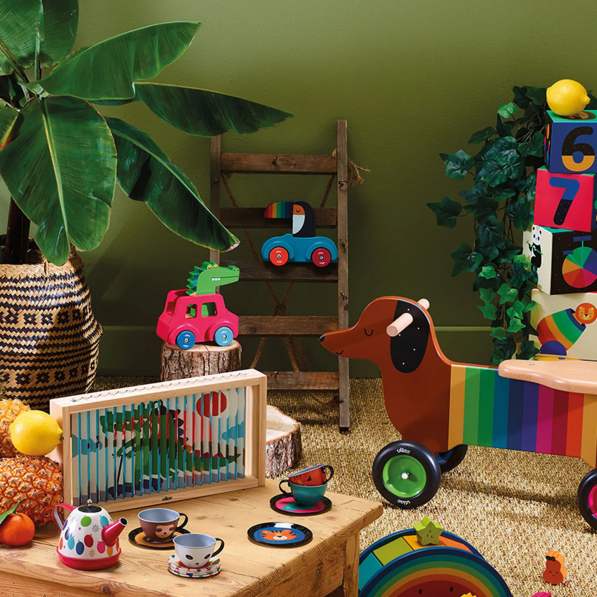 Jeu d’éveil en bois, Voiture klaxon Le toucan - Andy Westface