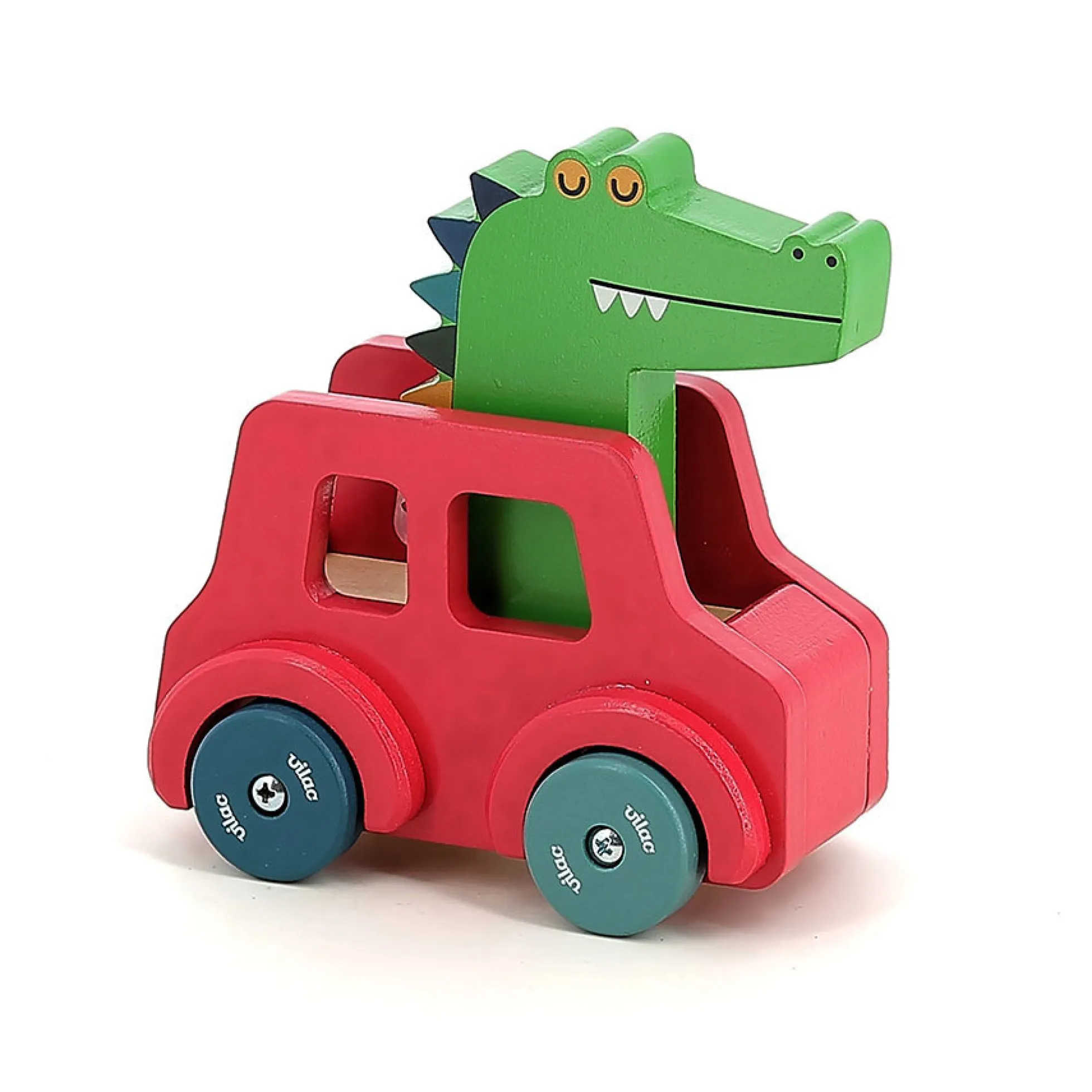 Jeu d’éveil en bois, Voiture klaxon Le crocodile - Andy Westface