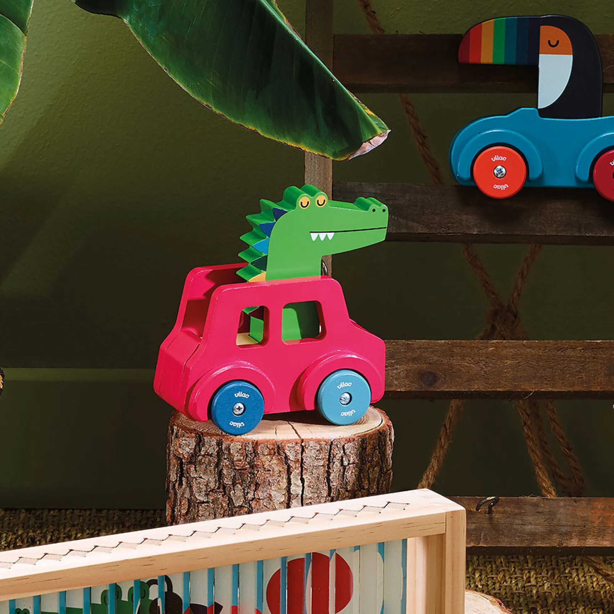 Jeu d’éveil en bois, Voiture klaxon Le crocodile - Andy Westface