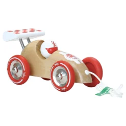 Jouet à tirer, Voiture de course - Bois naturel