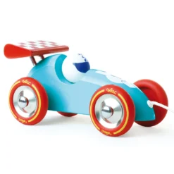 Jouet à tirer, Voiture de course - Turquoise-rouge
