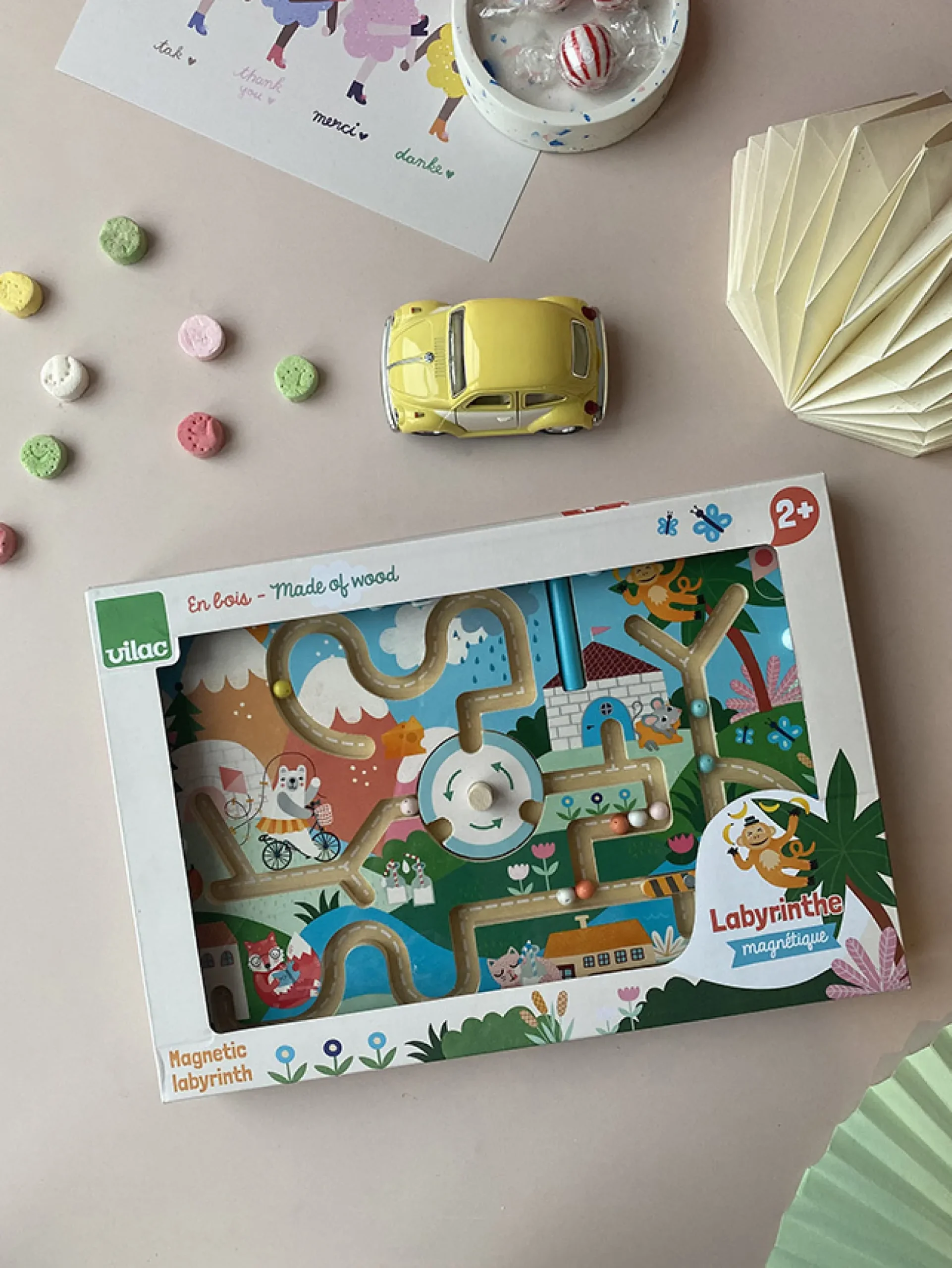 Labyrinthe magnétique en bois, Animaux rigolos - Michelle Carlslund