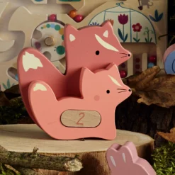 Maman-bébé 1, 2, 3, 4, 5 - Puzzles d'éveil en bois - animaux à compter