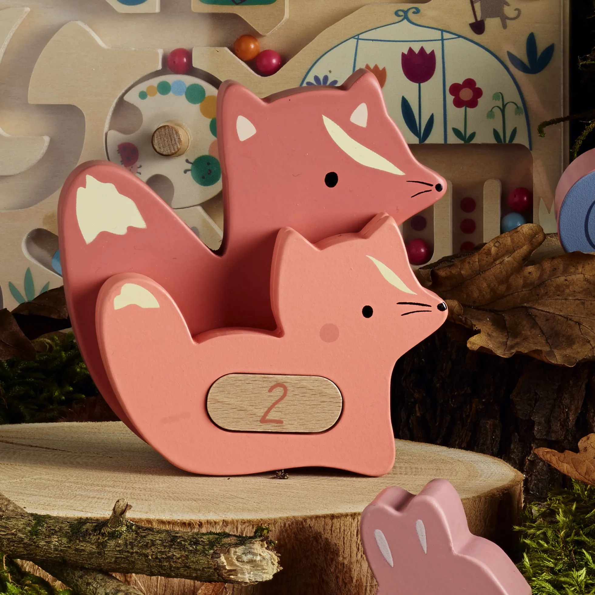 Maman-bébé 1, 2, 3, 4, 5 - Puzzles d'éveil en bois - animaux à compter