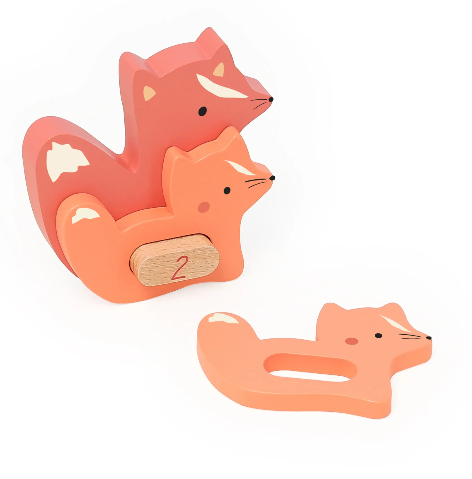 Maman-bébé 1, 2, 3, 4, 5 - Puzzles d'éveil en bois - animaux à compter
