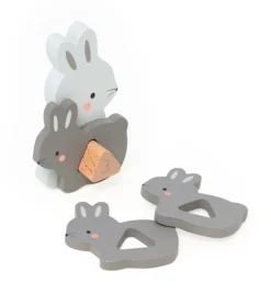 Maman-bébé 1, 2, 3, 4, 5 - Puzzles d'éveil en bois - animaux à compter