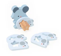 Maman-bébé 1, 2, 3, 4, 5 - Puzzles d'éveil en bois - animaux à compter