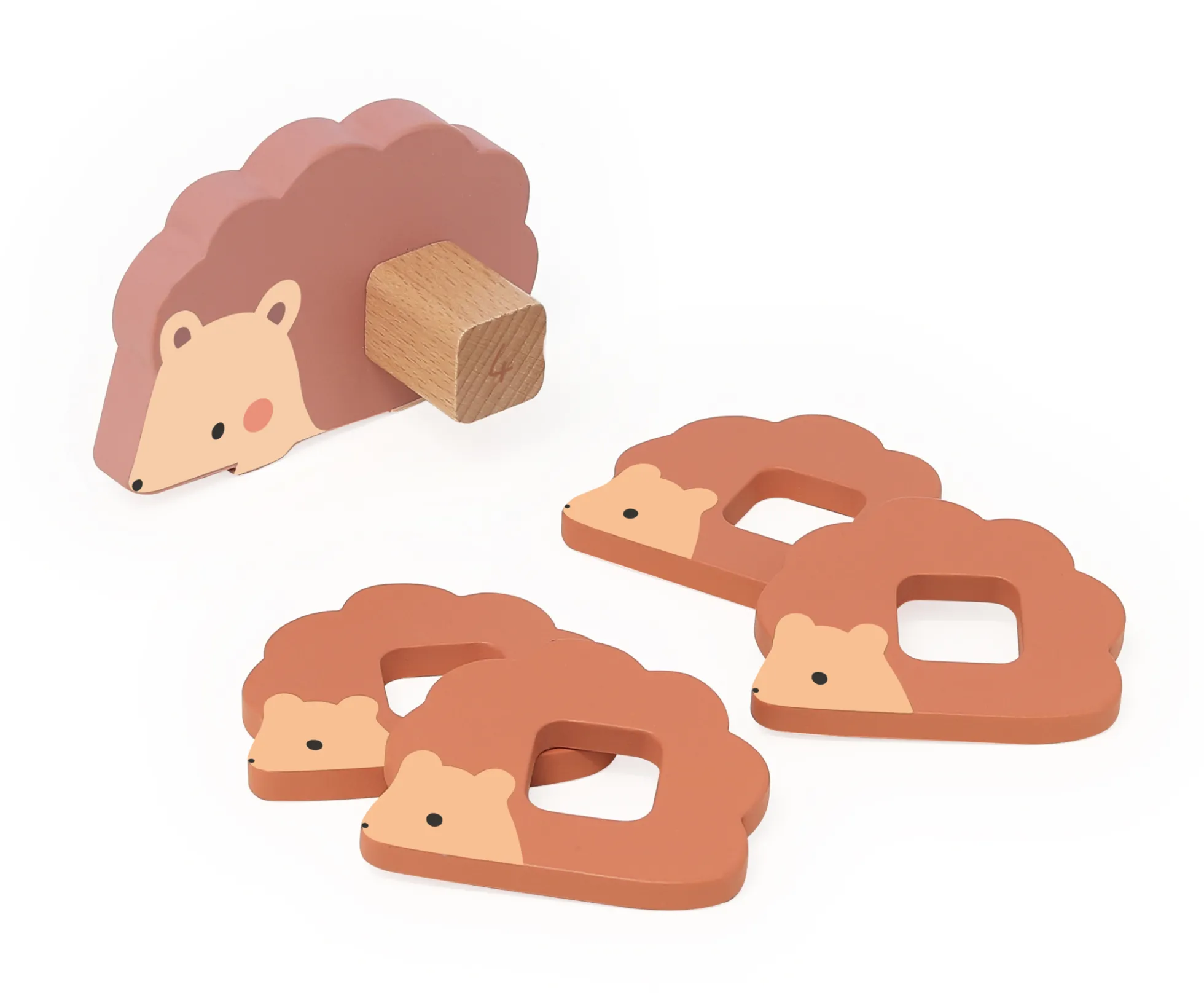 Maman-bébé 1, 2, 3, 4, 5 - Puzzles d'éveil en bois - animaux à compter
