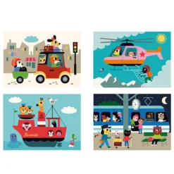 Puzzle 4 Dimensions en bois, Les transports - Ingela P.Arrhenius