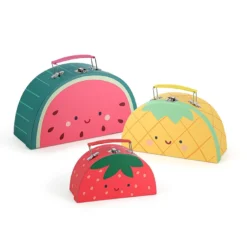 Set de 3 valisettes gigognes en carton, Les fruits gourmands - Sarah Betz