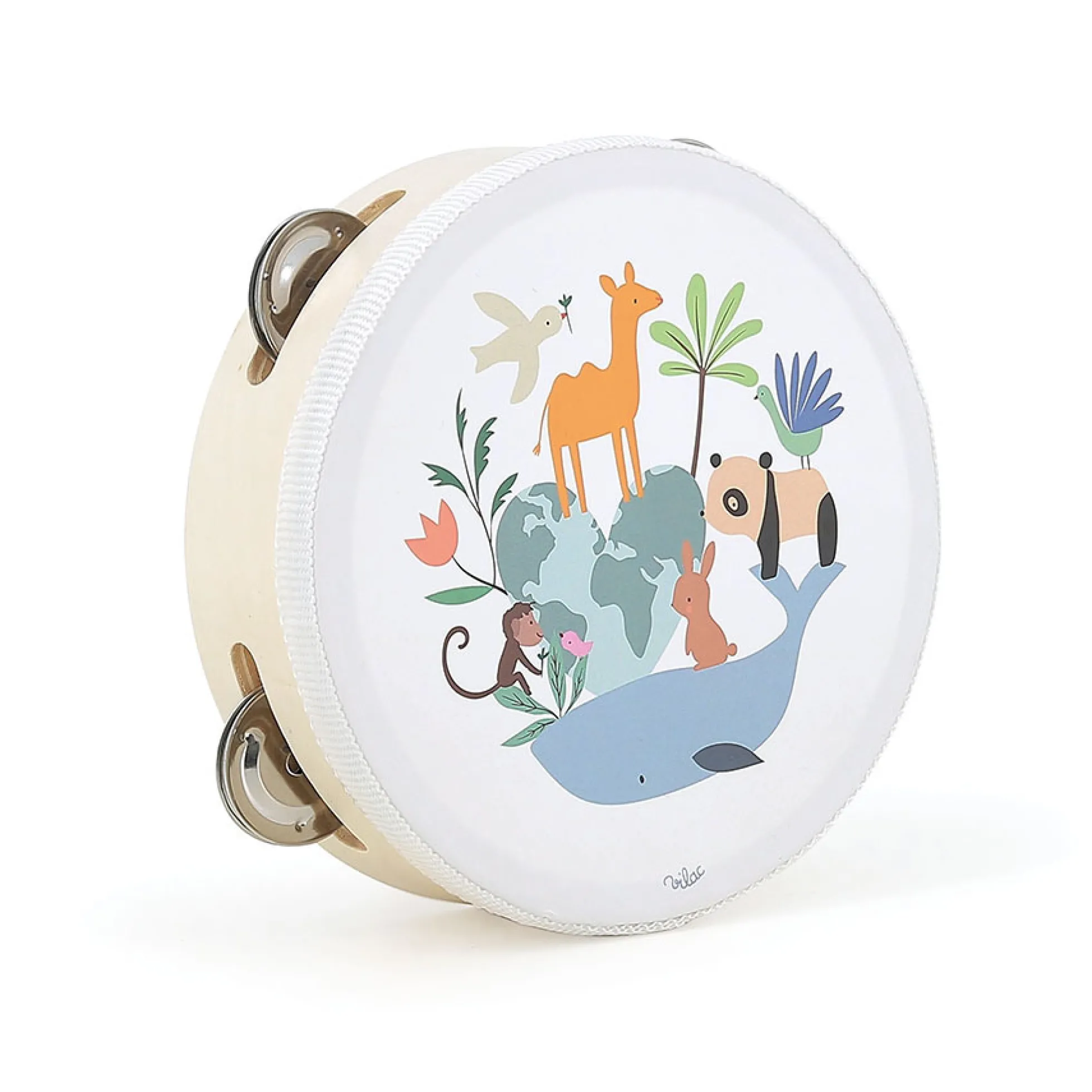 Tambourin en bois, Les animaux du monde - Sarah Betz