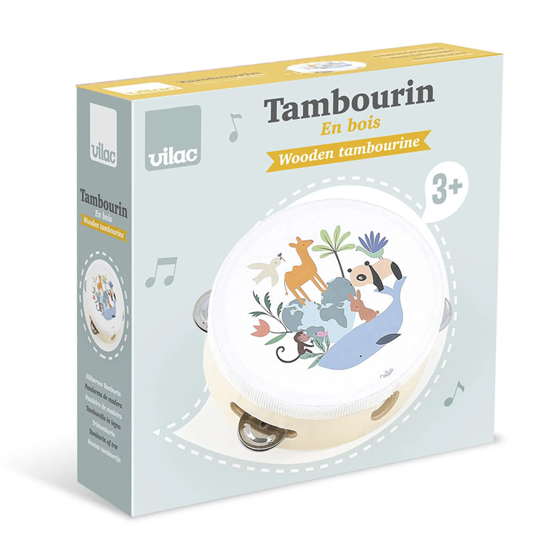 Tambourin en bois, Les animaux du monde - Sarah Betz