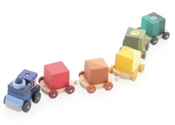 Train de cubes d’éveil multicolore en bois – Apprentissage des chiffres
